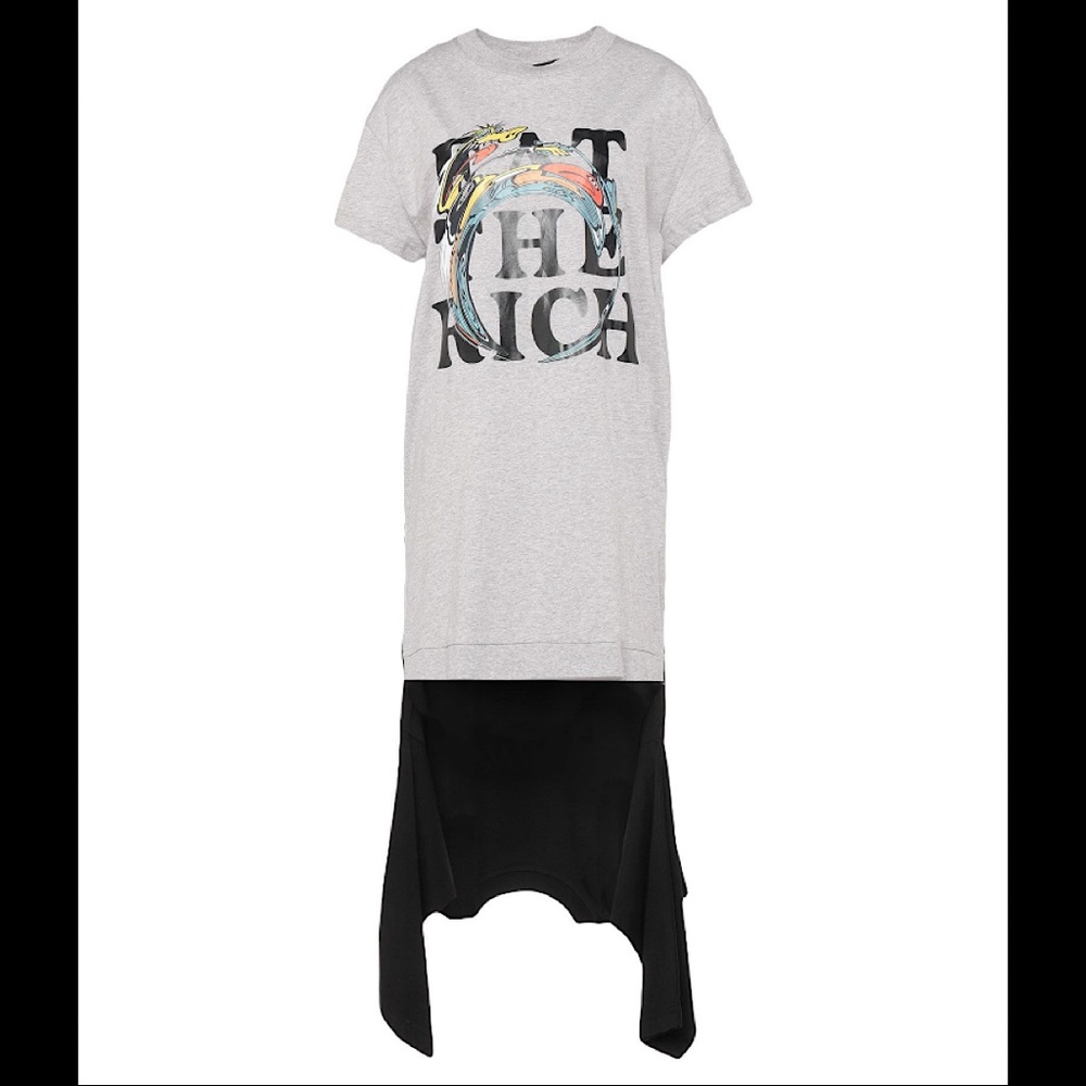 Jeremy Scott Eat The Rich Graphic Print Midi Dress